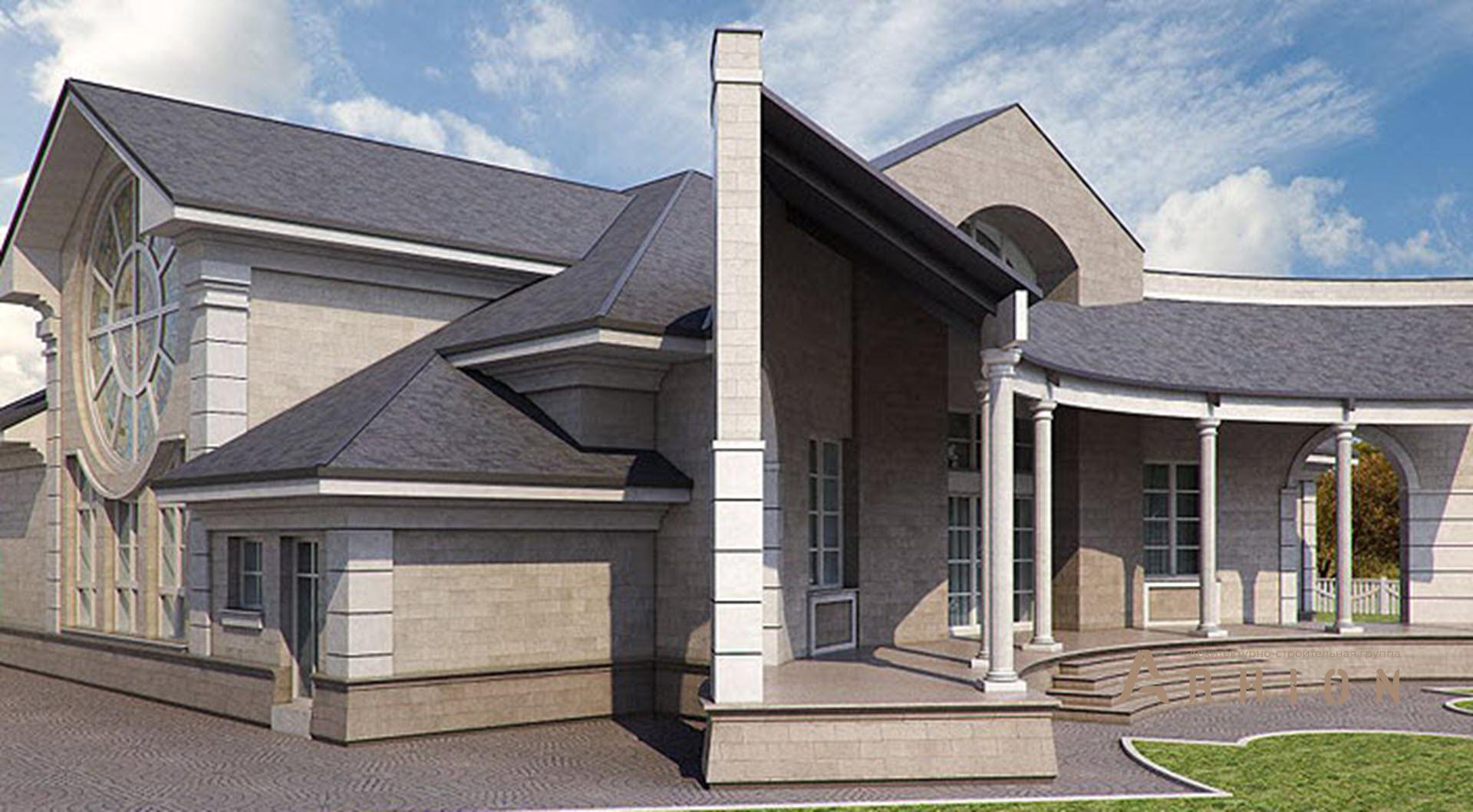 5. Проект одноэтажного дома в современном классическом стиле с многоскатной кровлей, SOV-15, площадью - 352 кв